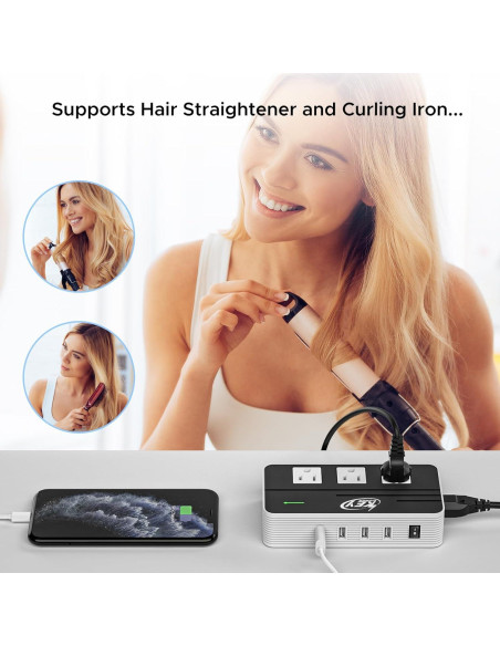 Convertidor de Voltaje 230W Key Power 220V a 110V USB-C