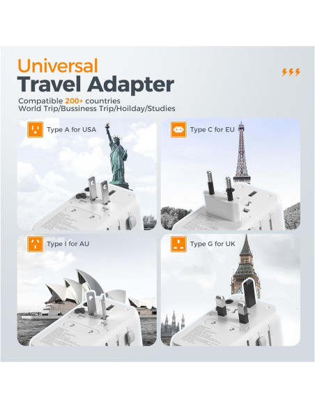 Adaptador de Viaje Universal TESSAN 35W con 6 Puertos USB