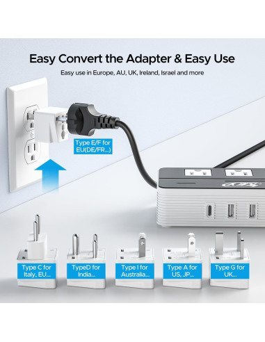 Convertidor de Voltaje 230W Key Power 220V a 110V USB-C