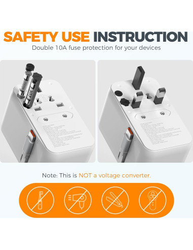 Adaptador de Viaje Universal TESSAN 35W con 6 Puertos USB