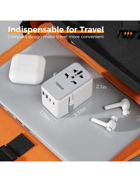 Adaptador de Viaje Universal TESSAN 35W con 6 Puertos USB