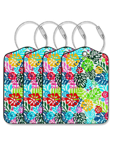 Etiquetas de Equipaje GOWRAPS de Cuero - 4 Piezas Flora Tropical