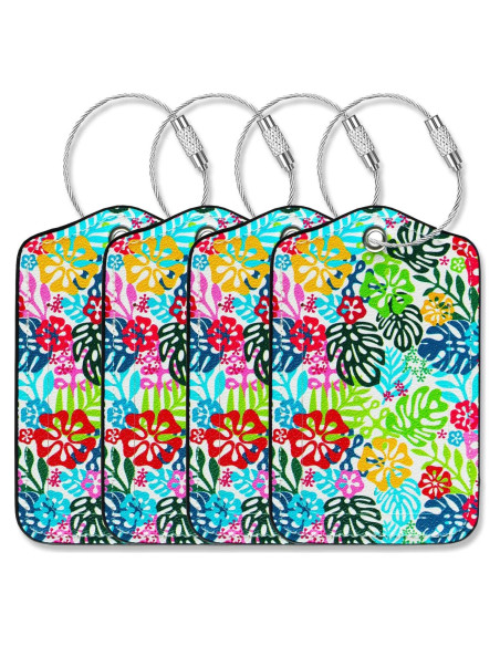 Etiquetas de Equipaje GOWRAPS de Cuero - 4 Piezas Flora Tropical Etiquetas de Equipaje GOWRAPS de Cuero - 4 Piezas Flora Tropical