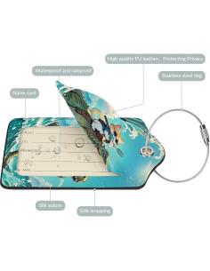 Etiquetas de Equipaje ZHAZHANIU de Cuero PU - 2 Piezas Dinosaurios y Gatos 2