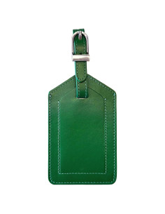 Etiqueta de Equipaje de Cuero Verde Esmeralda 100% Genuino