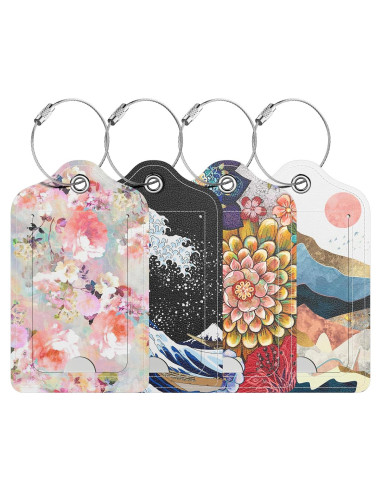 4 Etiquetas de Equipaje de Cuero PU Hsxnam - Diseño Moderno