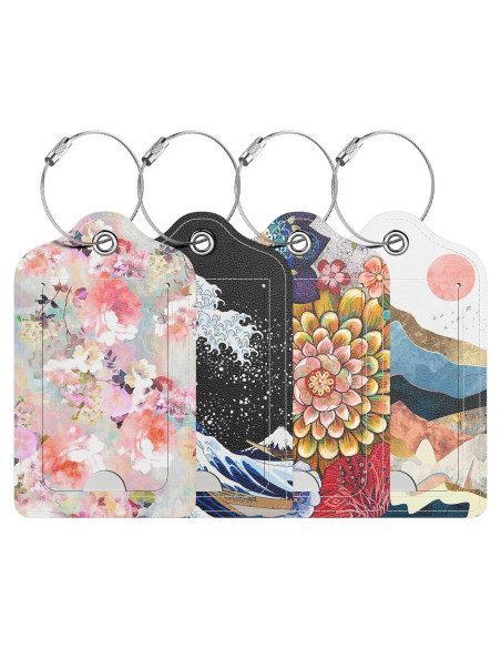 4 Etiquetas de Equipaje de Cuero PU Hsxnam - Diseño Moderno