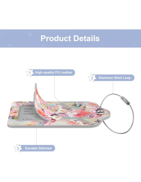 4 Etiquetas de Equipaje de Cuero PU Hsxnam - Diseño Moderno