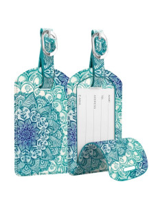 Etiquetas de Equipaje FINTIE 2 Pcs Cuero Sintético Ilusiones Esmeralda