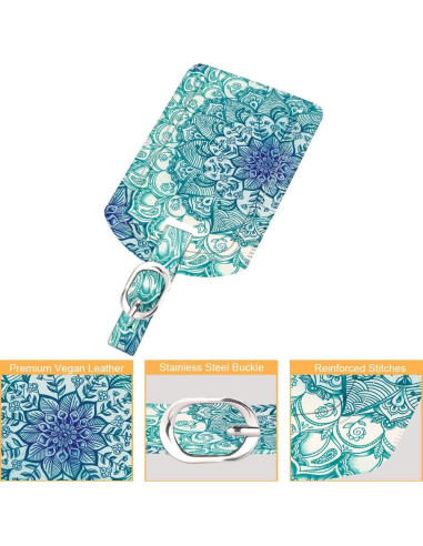 Etiquetas de Equipaje FINTIE 2 Pcs Cuero Sintético Ilusiones Esmeralda