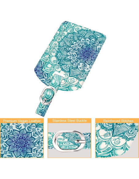 Etiquetas de Equipaje FINTIE 2 Pcs Cuero Sintético Ilusiones Esmeralda