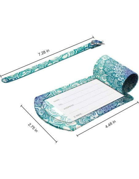 Etiquetas de Equipaje FINTIE 2 Pcs Cuero Sintético Ilusiones Esmeralda