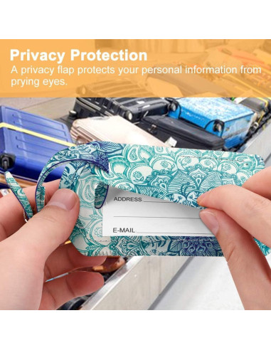 Etiquetas de Equipaje FINTIE 2 Pcs Cuero Sintético Ilusiones Esmeralda