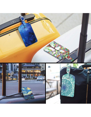 Etiquetas de Equipaje FINTIE 2 Pcs Cuero Sintético Ilusiones Esmeralda