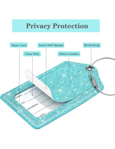 Juego de 2 Etiquetas de Equipaje Coco Rossi Cuero Brillo Tiffany 2