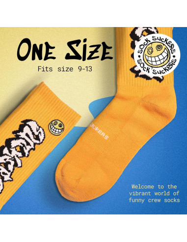 Calcetines Divertidos - Hombres 9-13 Naranja con Ventilación