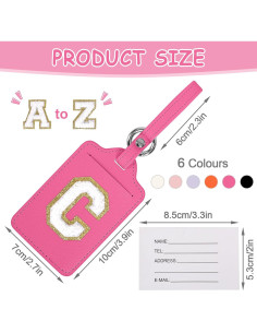 Etiquetas de Equipaje Iniciales Iqimott - Cuero PU Rojo Rosa 2