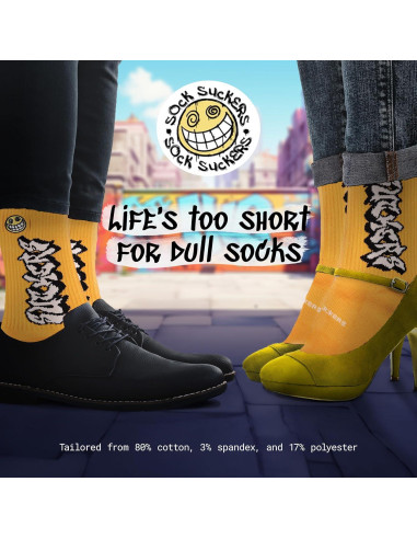 Calcetines Divertidos - Hombres 9-13 Naranja con Ventilación