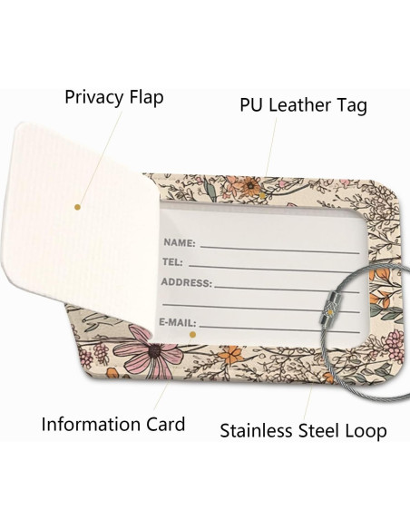 Etiquetas de Equipaje Retro ZFQ - Paquete de 2, PU, 15.29x9.7cm