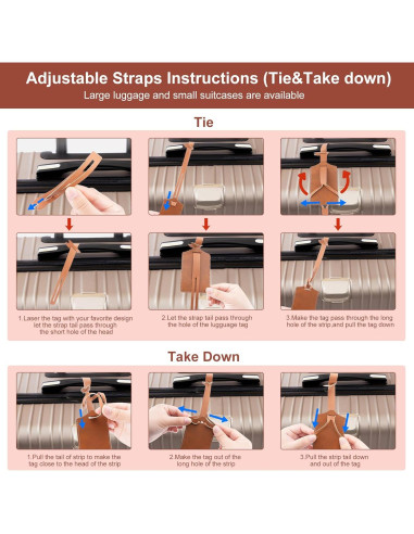30 Etiquetas de Equipaje Caqui iFForce Grabables de Cuero PU