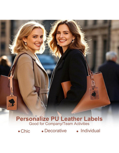 30 Etiquetas de Equipaje Caqui iFForce Grabables de Cuero PU