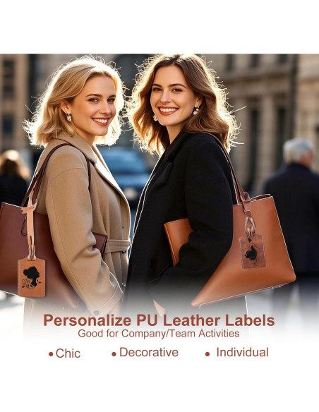 30 Etiquetas de Equipaje Caqui iFForce Grabables de Cuero PU