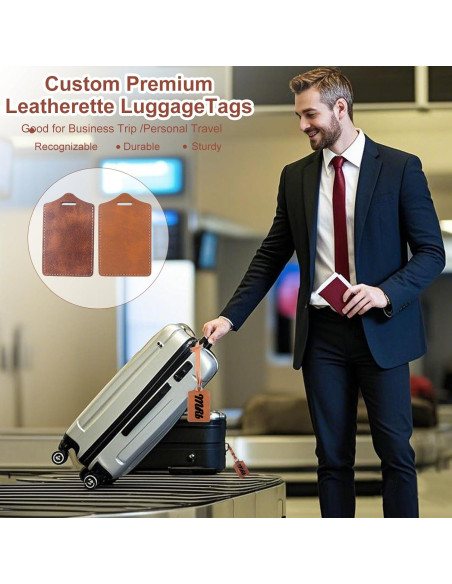 30 Etiquetas de Equipaje Caqui iFForce Grabables de Cuero PU