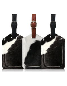 Etiqueta de Equipaje de Cuero Mulch - Paquete de 3, Pelo Arriba