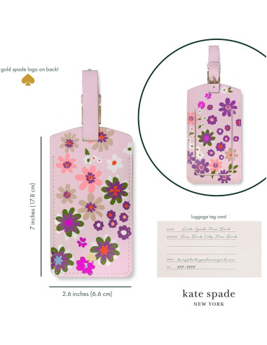 Etiqueta de Equipaje de Cuero Vegano Kate Spade Rosa Floral