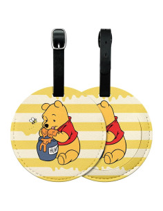 Etiquetas de Equipaje FKHGY de Cuero PU Amarillo - 2 Piezas