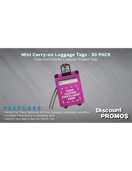 50 Mini Etiquetas de Equipaje Personalizables Descuento Promos