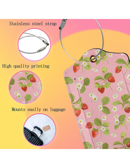 Etiquetas de Equipaje Smoaffly 2 Piezas Flor Rosa Cuero Etiquetas de Equipaje Smoaffly 2 Piezas Flor Rosa Cuero