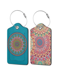 Etiquetas de Equipaje QOSEIEN Mandala Floral - Juego de 2