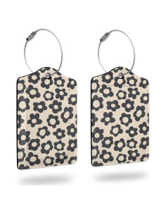 Etiquetas de Equipaje Smoaffly 2 Piezas Cuero Sintético Flor Negra