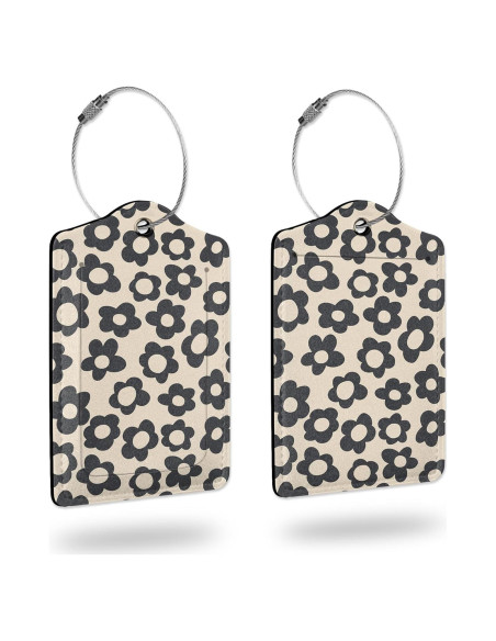 Etiquetas de Equipaje Smoaffly 2 Piezas Cuero Sintético Flor Negra