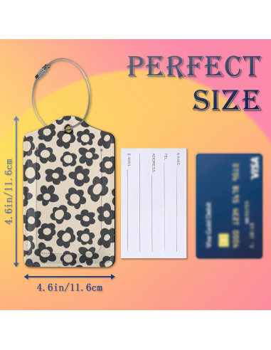 Etiquetas de Equipaje Smoaffly 2 Piezas Cuero Sintético Flor Negra