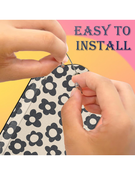 Etiquetas de Equipaje Smoaffly 2 Piezas Cuero Sintético Flor Negra