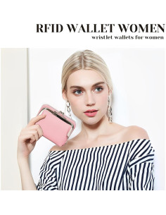 Cartera de Muñeca Huikeya Rosa con Bloqueo RFID y Monedero 2