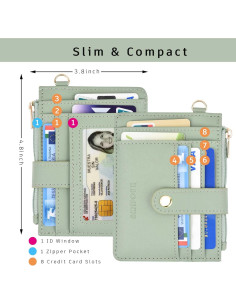 Monedero RFID Delgado Verde BAOSIWA con Correa para Muñeca 2