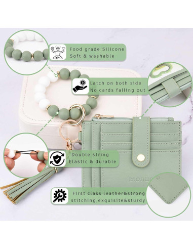 Monedero RFID Delgado Verde BAOSIWA con Correa para Muñeca