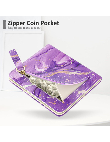 Cartera RFID Compacta Nipichsha para Mujeres - Mármol Púrpura Cartera RFID Compacta Nipichsha para Mujeres - Mármol Púrpura