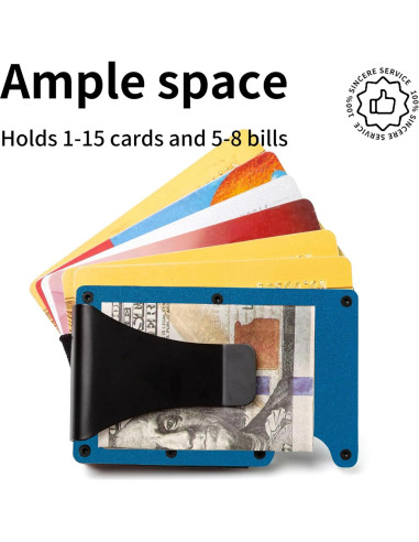 Billetera Minimalista para Hombres RFID Aluminio Azul Mate