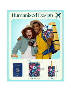 Juego de Etiquetas de Equipaje y Funda de Pasaporte Slohif - Cuero Vegano Organizador Multifuncional 2