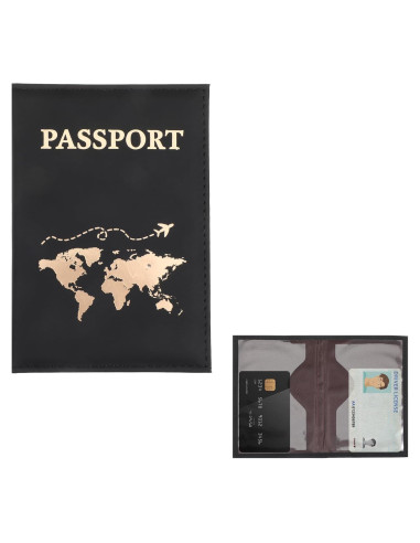 Funda de Pasaporte Negra Xthrotsenk con Ranuras para Tarjetas