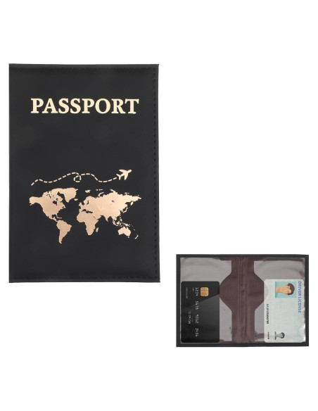 Funda de Pasaporte Negra Xthrotsenk con Ranuras para Tarjetas