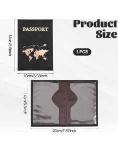 Funda de Pasaporte Negra Xthrotsenk con Ranuras para Tarjetas 2