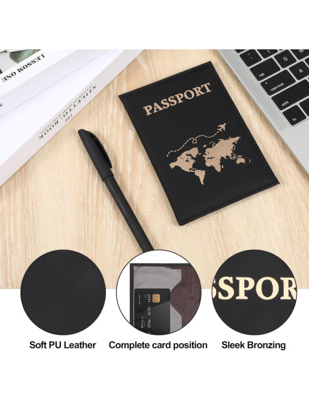 Funda de Pasaporte Negra Xthrotsenk con Ranuras para Tarjetas