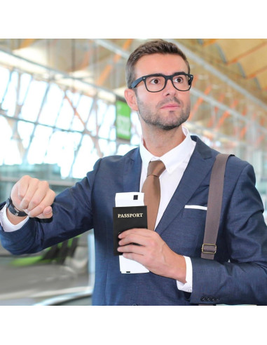 Funda de Pasaporte Negra Xthrotsenk con Ranuras para Tarjetas