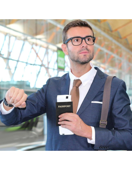 Funda de Pasaporte Negra Xthrotsenk con Ranuras para Tarjetas