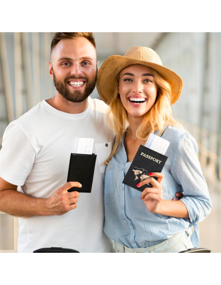 Funda de Pasaporte Negra Xthrotsenk con Ranuras para Tarjetas